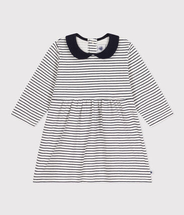 Robe manches longues en tubique rayé bébé