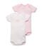 Lot de 2 bodies manches courtes bébé fille uni/milleraies lot .