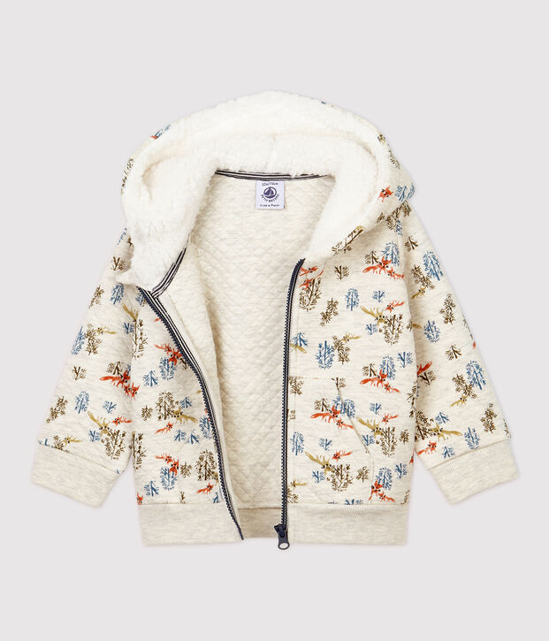 Cardigan matelass&eacute; b&eacute;b&eacute;. beige/multicouleur