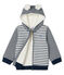 Sweatshirt à capuche bébé garçon en rayure marinière doublé de sherpa blanc MARSHMALLOW/bleu SMOKING CN