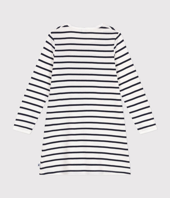 Chemise de nuit en coton rayé enfant blanc MARSHMALLOW/bleu SMOKING