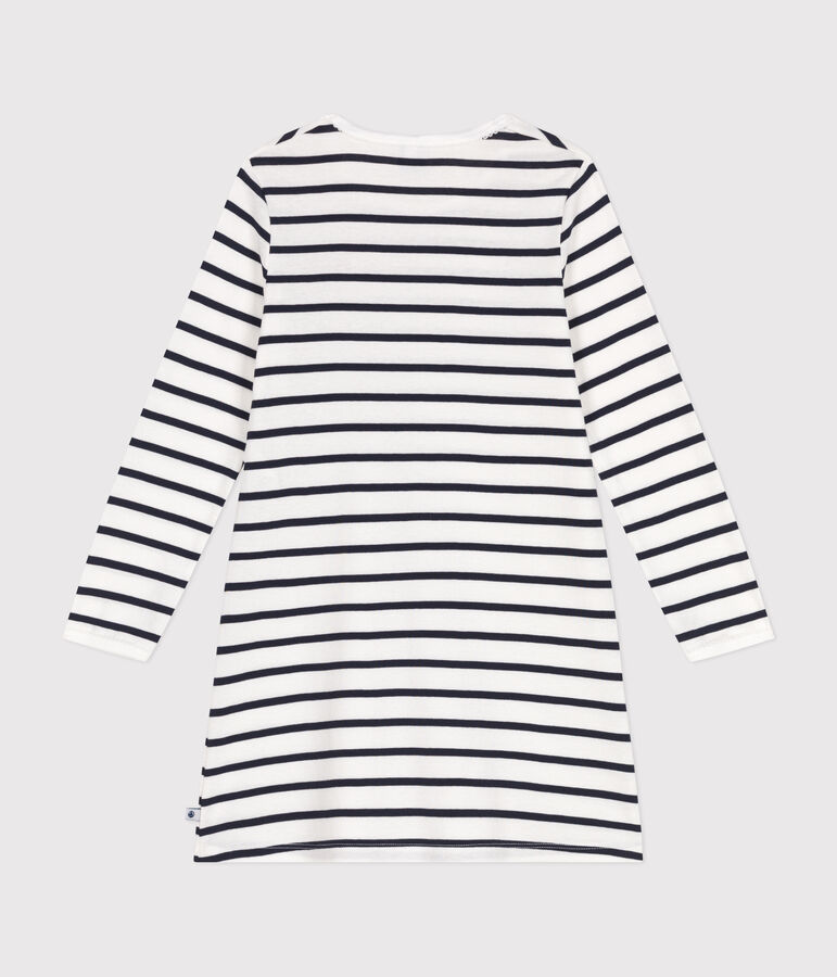 Chemise de nuit en coton ray&eacute; enfant blanc MARSHMALLOW/bleu SMOKING