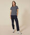 Tee-shirt LE DROIT col rond en coton Femme bleu SMOKING/blanc MARSHMALLOW