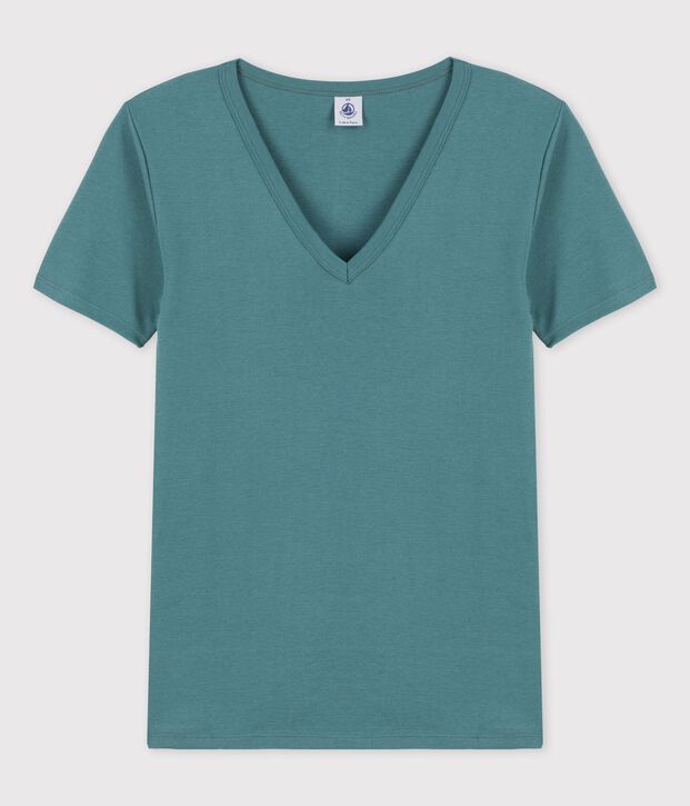 Tee-shirt L'ICONIQUE col V en coton Femme vert
