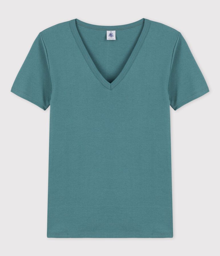 Tee-shirt L'ICONIQUE col V en coton Femme vert BRUT