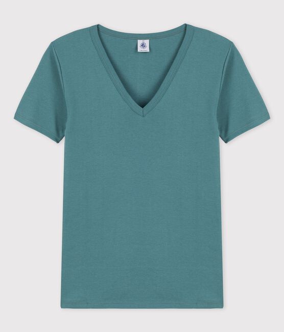 Tee-shirt L'ICONIQUE col V en coton Femme vert BRUT