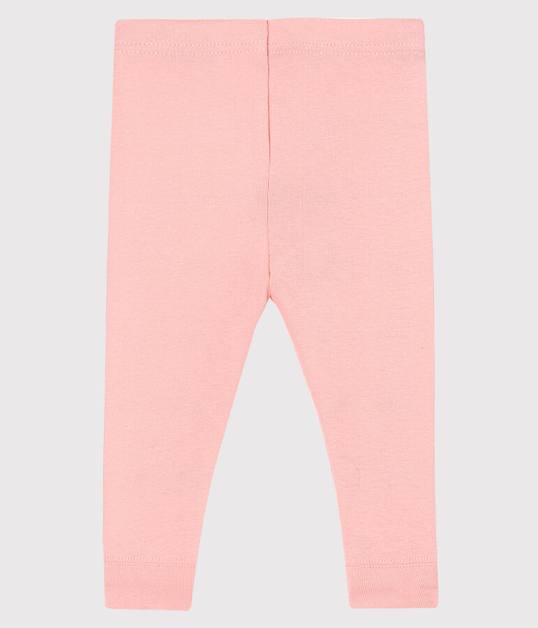 Legging b&eacute;b&eacute; fille en c&ocirc;te 1x1 unie rose CHEEK