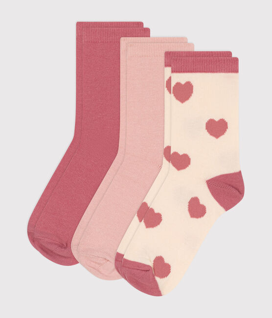 3 paires de chaussettes en coton cœurs enfant variante 1