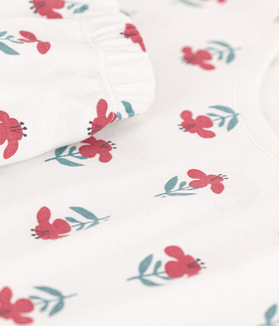 Pyjacourt fleurs en coton femme blanc MARSHMALLOW/blanc MULTICO