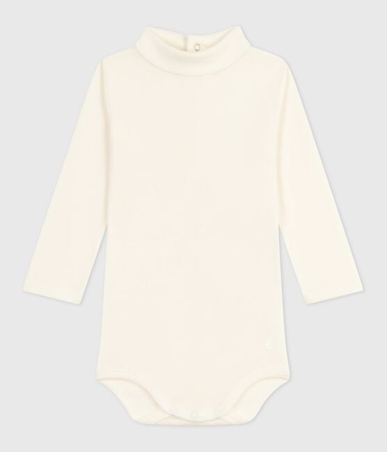 Body bébé col roulé en coton uni écru MILK