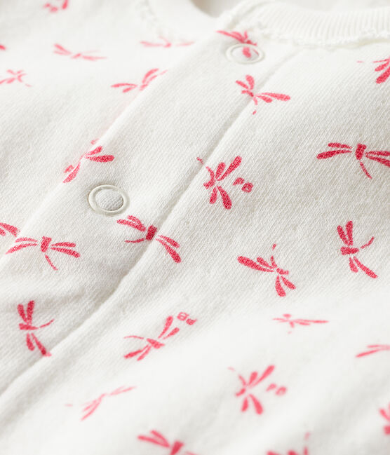 Bodyjama bébé fille en tubique blanc MARSHMALLOW/rose GROSEILLER