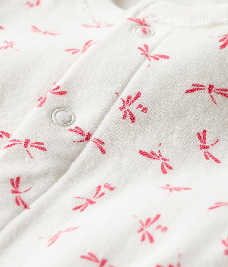 Bodyjama b&eacute;b&eacute; fille en tubique blanc/rose