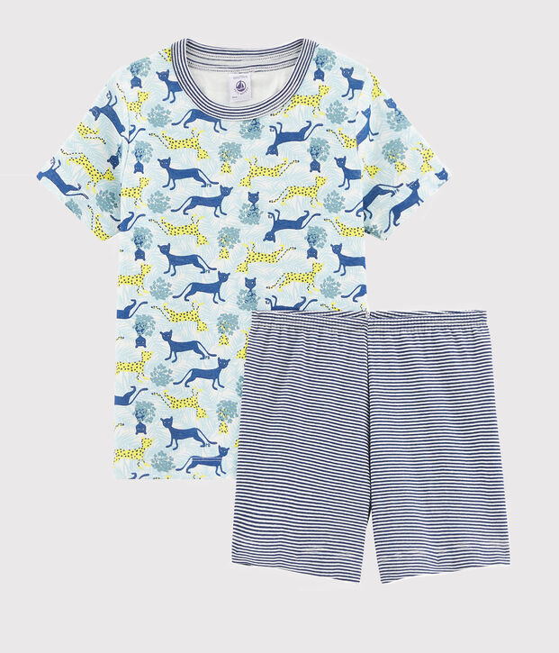 Pyjacourt petit gar&ccedil;on en c&ocirc;te blanc/multicouleur