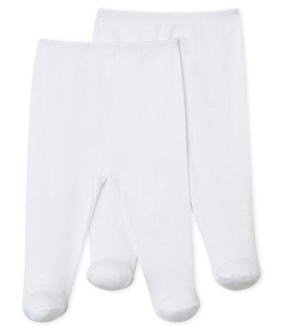 Lot de 2 pantalons à pieds bébé blanc ECUME