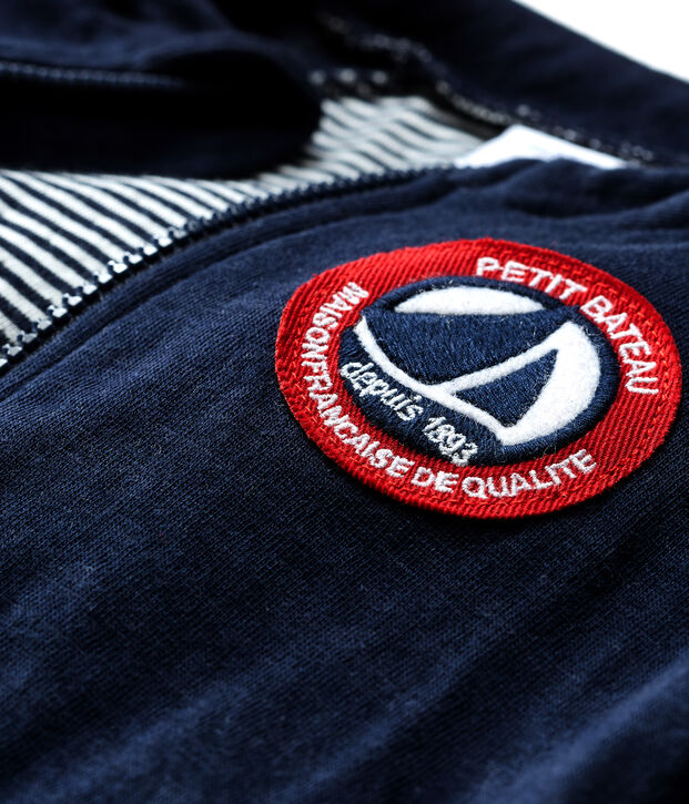 Cardigan zipp&eacute; b&eacute;b&eacute; gar&ccedil;on en tubique bleu/blanc