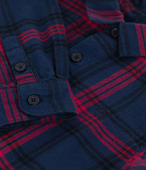 Chemise &agrave; carreaux en flanelle de coton enfant gar&ccedil;on bleu/multicouleur