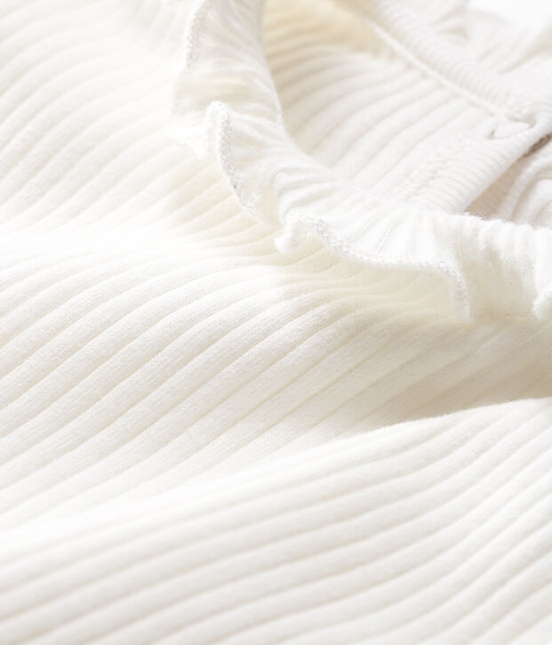 Blouse manches longues b&eacute;b&eacute; fille unie blanc