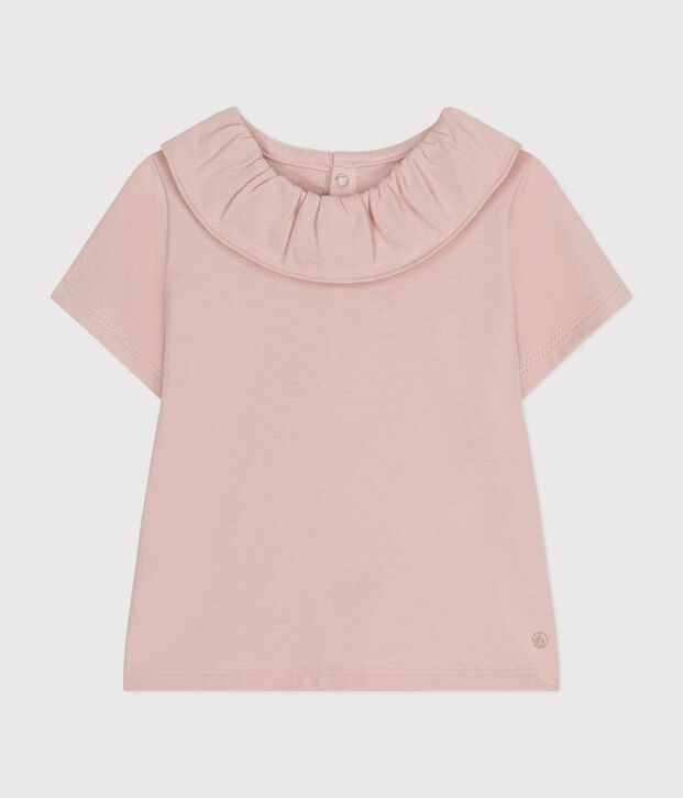 Blouse manches courtes en jersey b&eacute;b&eacute; rose