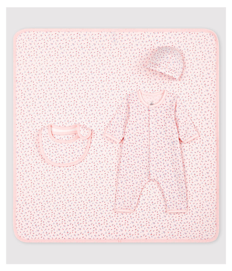 Coffret cadeau naissance rose b&eacute;b&eacute; en coton biologique variante 1