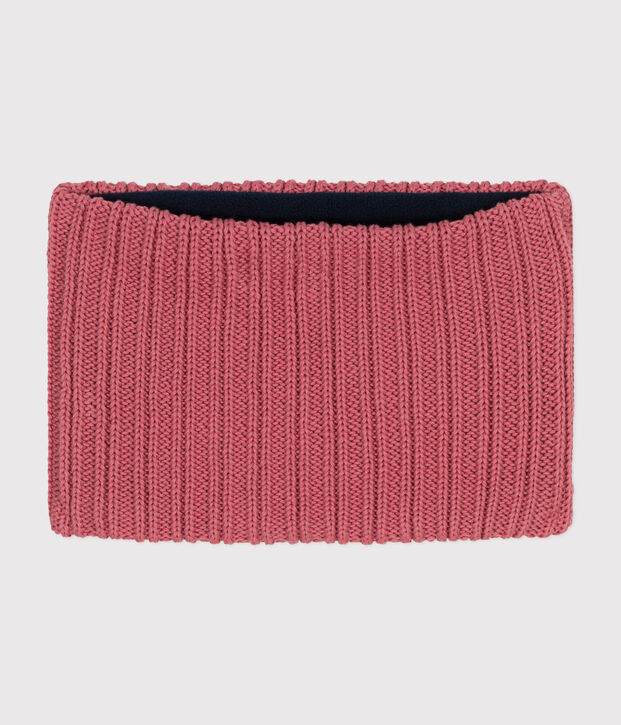 Snood en tricot doubl&eacute; en polaire enfant rose