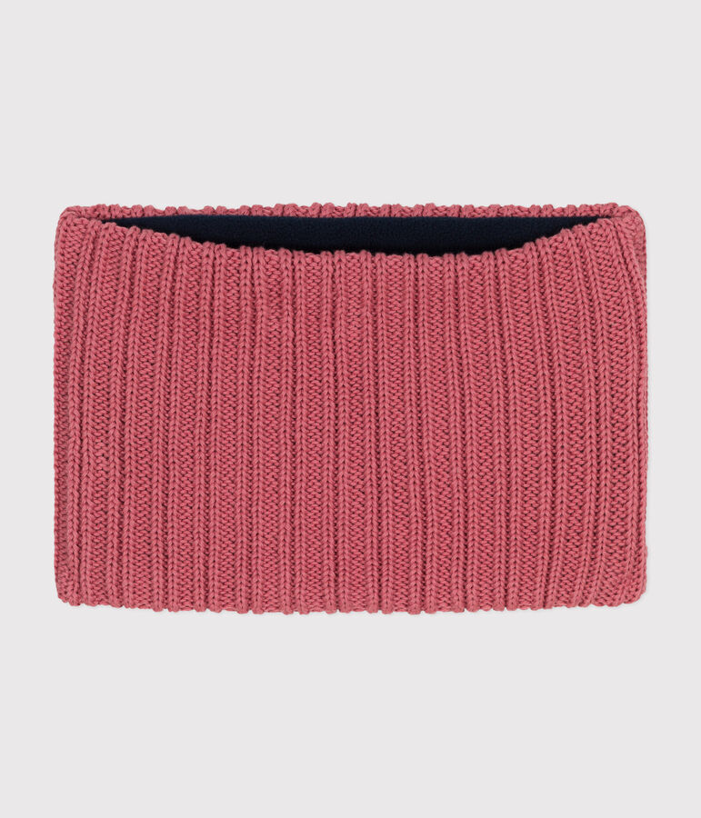 Snood en tricot doubl&eacute; en polaire enfant rose