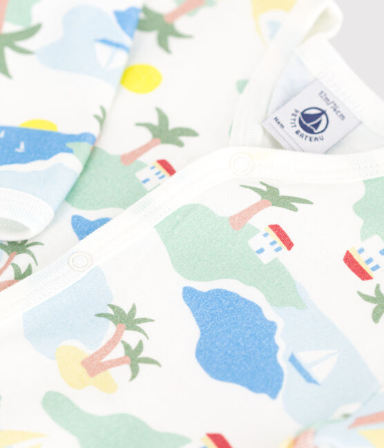 Pyjama bébé en coton sans pieds imprimé blanc MARSHMALLOW/blanc MULTICO