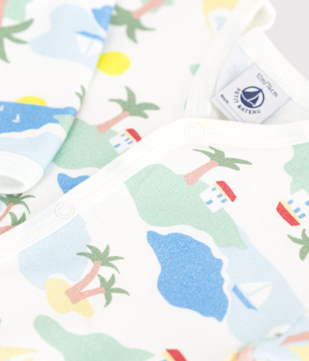 Pyjama b&eacute;b&eacute; en coton sans pieds imprim&eacute; blanc/multicouleur