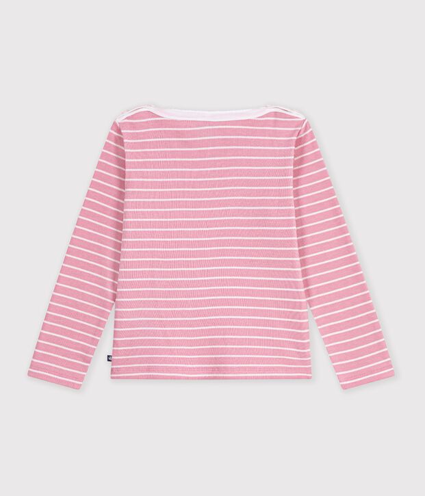 Marini&egrave;re enfant en coton rose/blanc