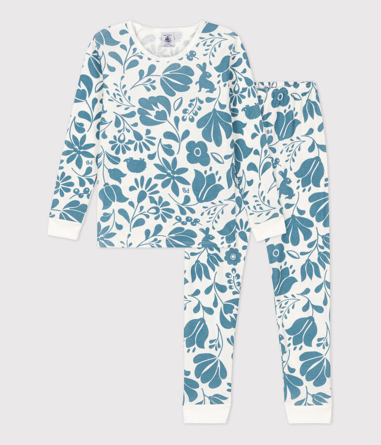 Pyjama ajust&eacute; fleur en coton blanc MARSHMALLOW/ ROVER