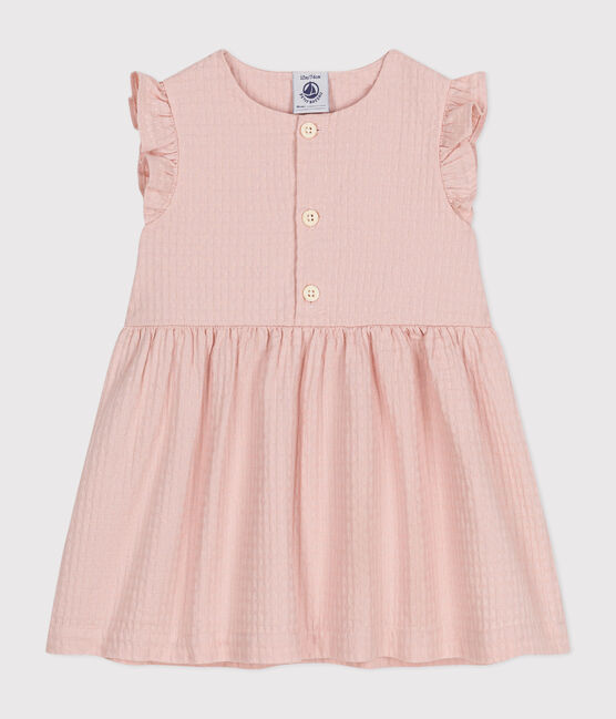 Robe sans manche en coton façonné bébé rose SALINE