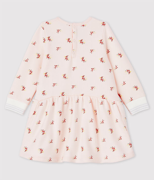 Robe manches longues en molleton b&eacute;b&eacute; fille rose/multicouleur