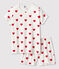 Pyjacourt cœur fille en coton blanc MARSHMALLOW/rouge TERKUIT
