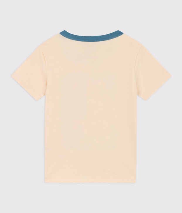 Tee-shirt manches courtes en coton enfant gar&ccedil;on &eacute;cru/multicouleur