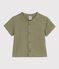 Chemise manches courtes bébé en gaze de coton vert MARECAGE