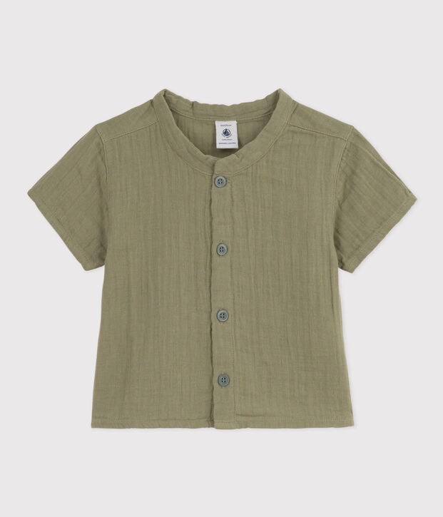 Chemise manches courtes b&eacute;b&eacute; en gaze de coton vert