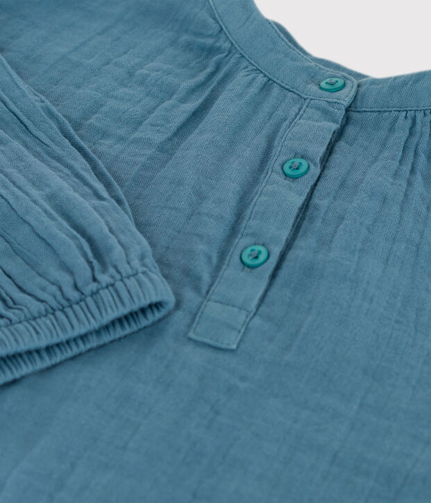 Blouse en gaze de coton enfant fille bleu