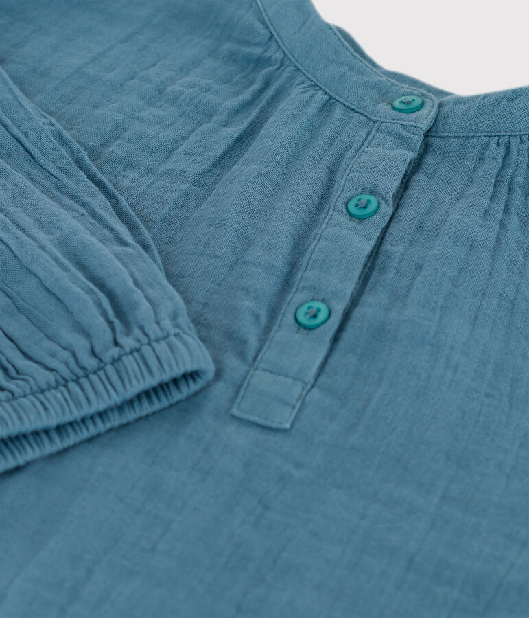 Blouse en gaze de coton enfant fille bleu