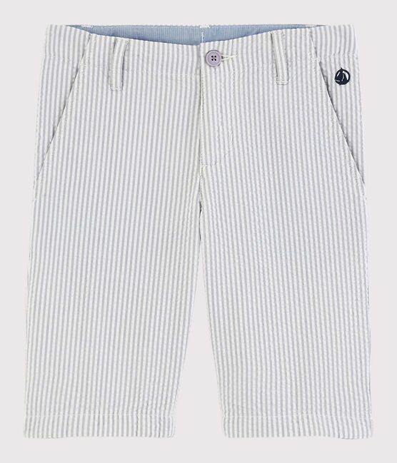 Bermuda en seersucker enfant garçon gris GRIS/blanc MARSHMALLOW