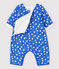 Combinaison longue oiseaux bébé en tubique matelassé en coton biologique bleu COOL/écru MULTICO