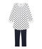Chemise de nuit fille en bouclette velours bleu SMOKING/blanc LAIT/ SMOKING