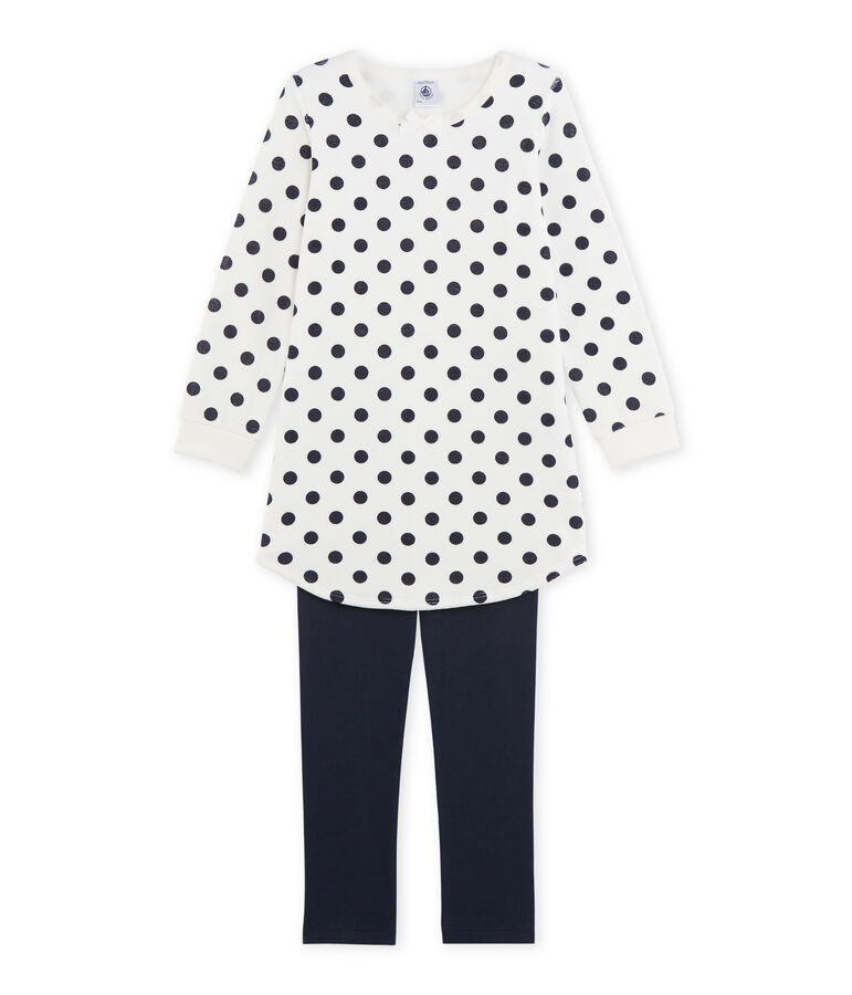 Chemise de nuit fille en bouclette velours bleu/blanc/bleu