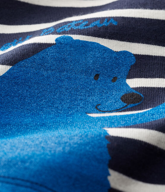 Tee shirt manches longues rayé bébé garçon bleu SMOKING/blanc MARSHMALLOW