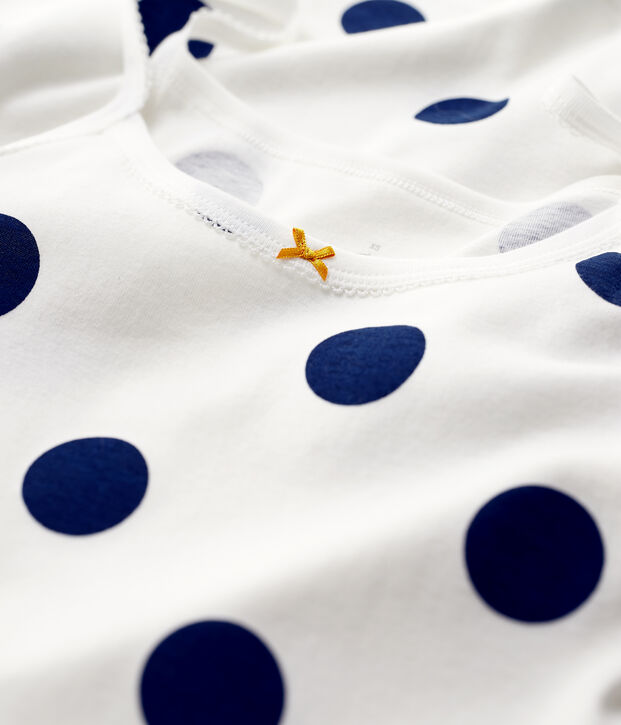 Robe &agrave; bretelles &agrave; pois en coton Femme blanc/bleu