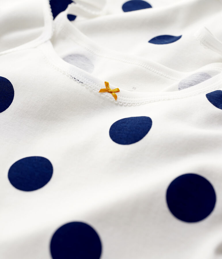 Robe &agrave; bretelles &agrave; pois en coton Femme blanc MARSHMALLOW/bleu MEDIEVAL