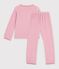 Pyjama enfant en velours &agrave; motif c&oelig;urs rose