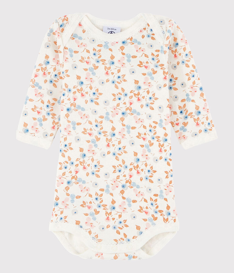 Body manches longues b&eacute;b&eacute; fille blanc/multicouleur