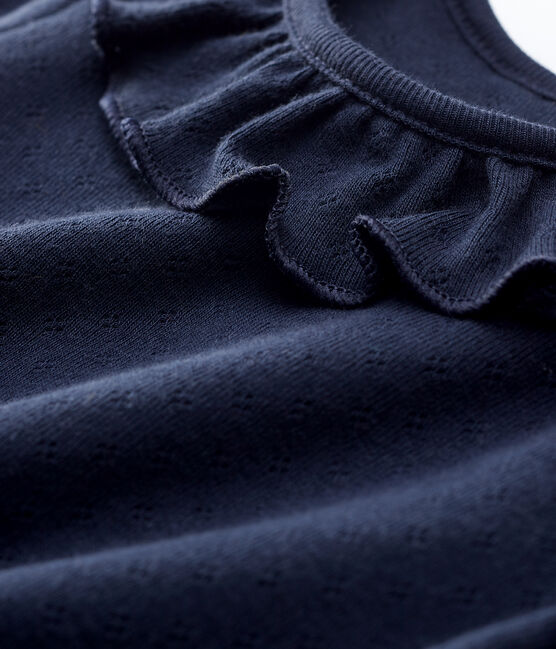 Blouse ajourée manches courtes en coton bébé fille bleu SMOKING