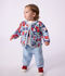 Veste b&eacute;b&eacute; en coton matelass&eacute;e, imprim&eacute;e fleurs blanc/multicouleur