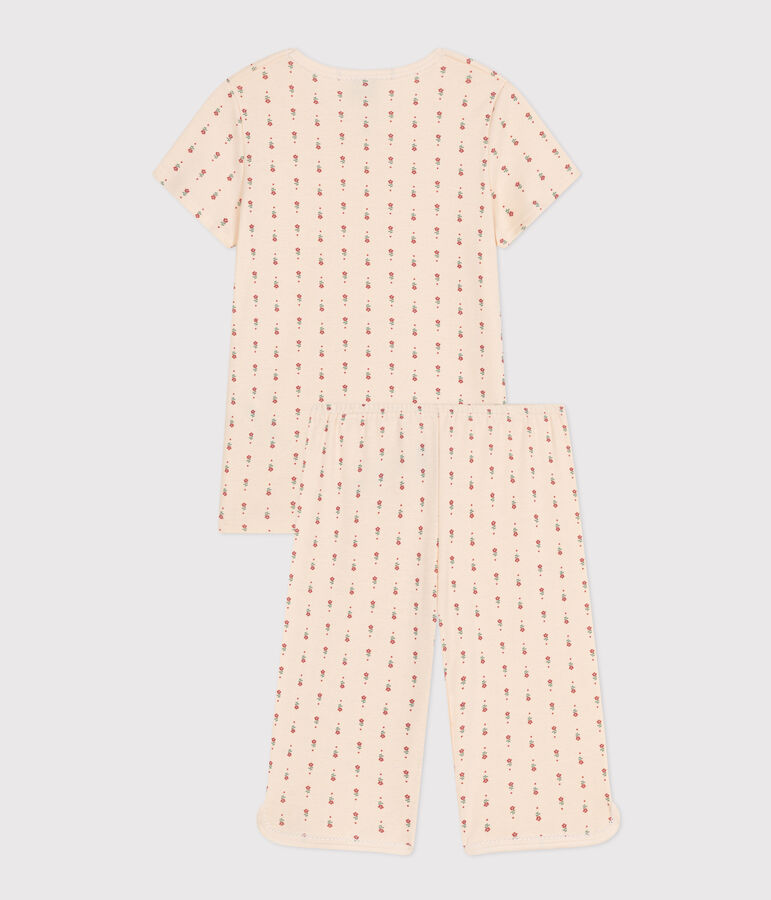 Pyjama capri imprim&eacute; fleur en coton enfant blanc AVALANCHE/ MULTICO