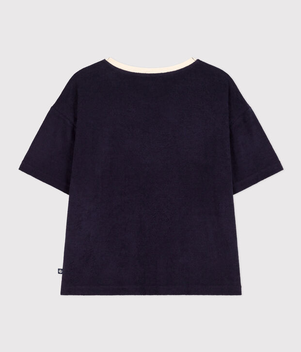 Tee-shirt le Boxy en coton &eacute;ponge femme bleu